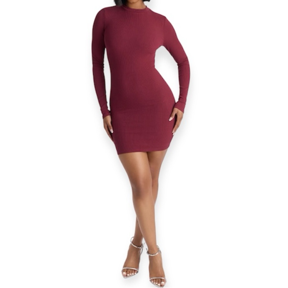 Ribbed Long Sleeve Mini Dress